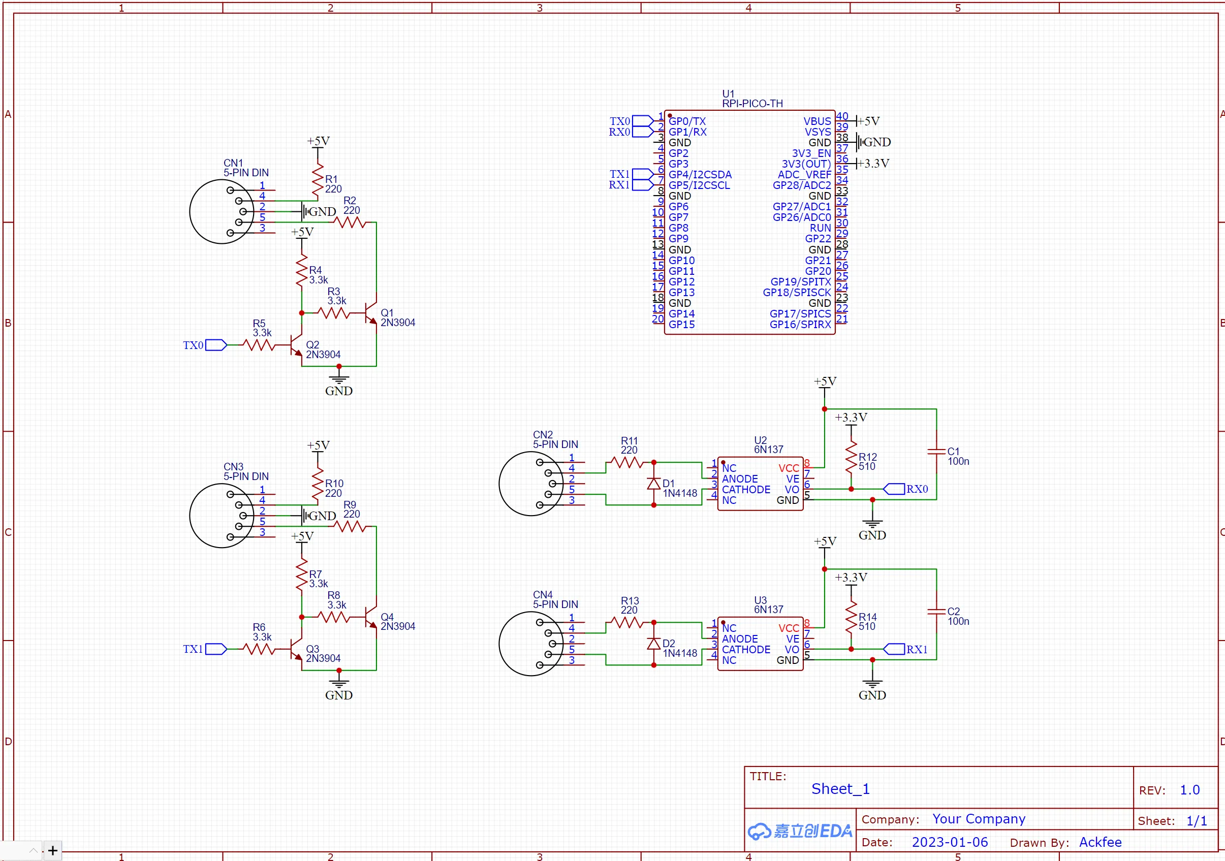 Schematic of the Pico MIDI